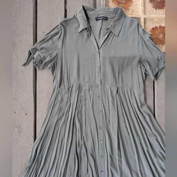 Pietro‎ Brunelli Muted Green Button Front Mini Shirt Dress M Maternity - Picture 5 of 8